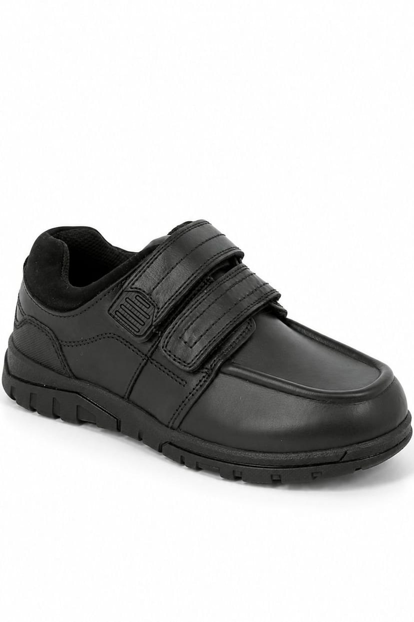 Spot On Spot On Men's Double Strap Chunky Sole School Shoes in Jet Black - 1