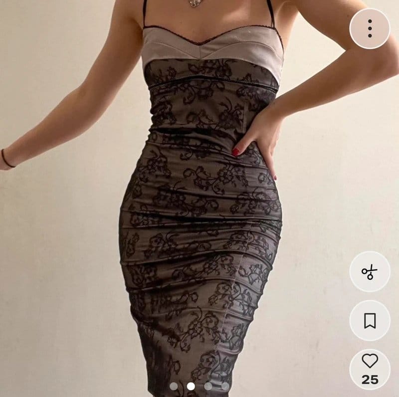 Kookai Vintage Y2K Black & Silver Midi Dress