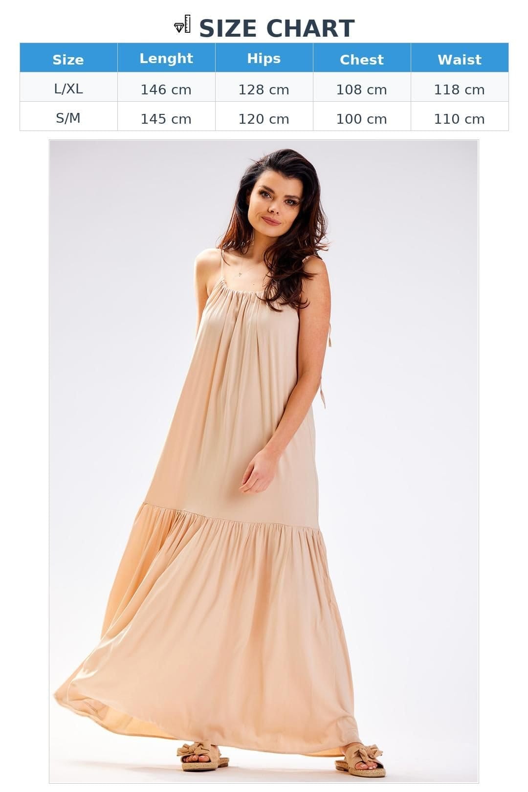 Love Lace Love Lace Women's Oversized Ruffle Back Neck Viscose Dress in Beige - 4