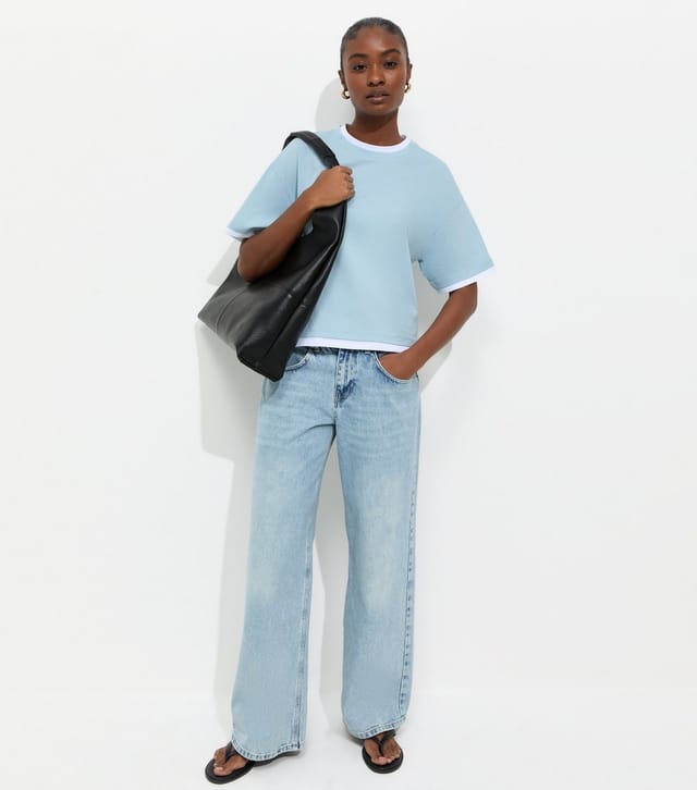 New Look Women's Light Blue 2-in-1 Short Sleeve Boxy T-Shirt New Look - 3