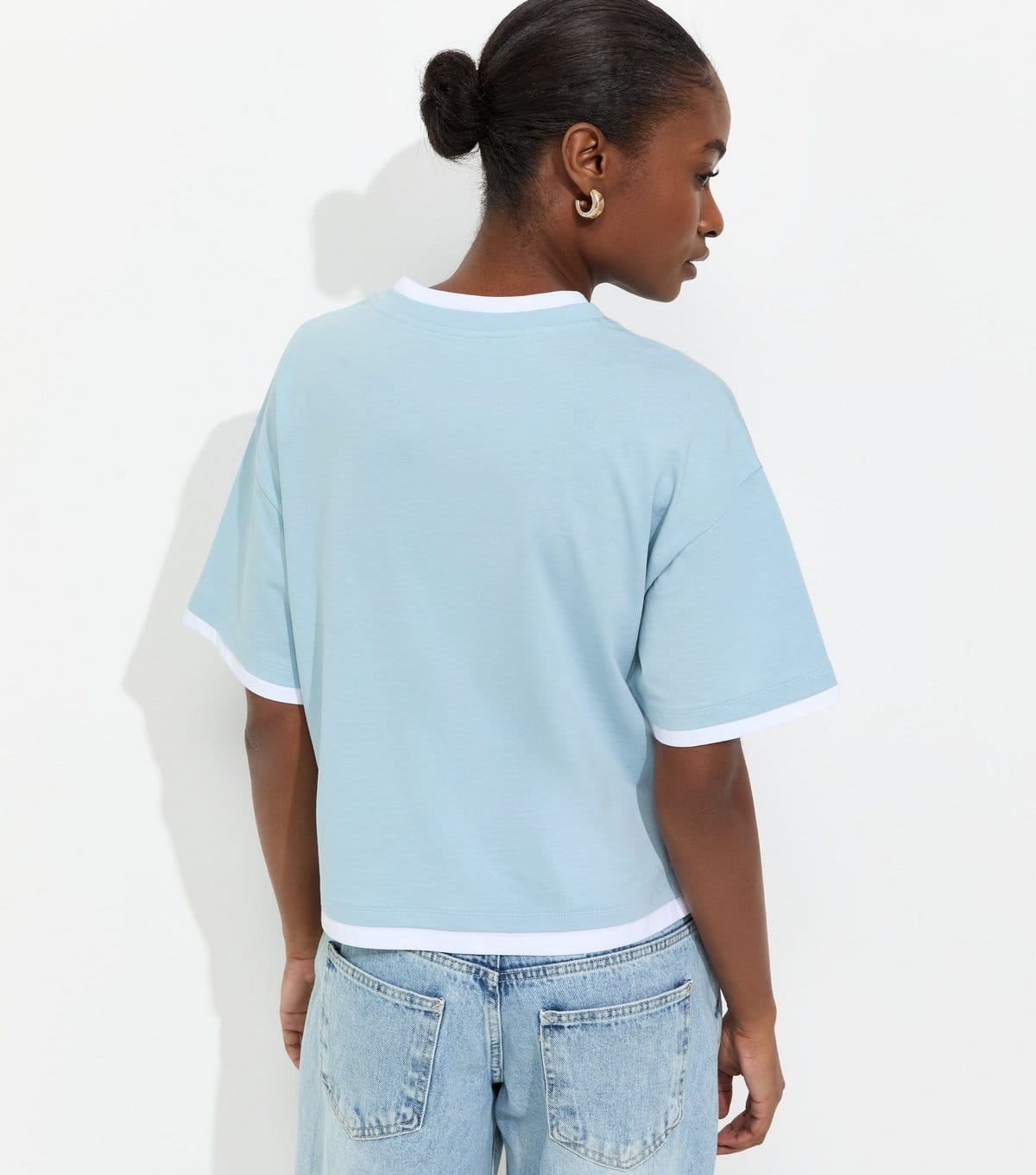 New Look Women's Light Blue 2-in-1 Short Sleeve Boxy T-Shirt New Look - 4