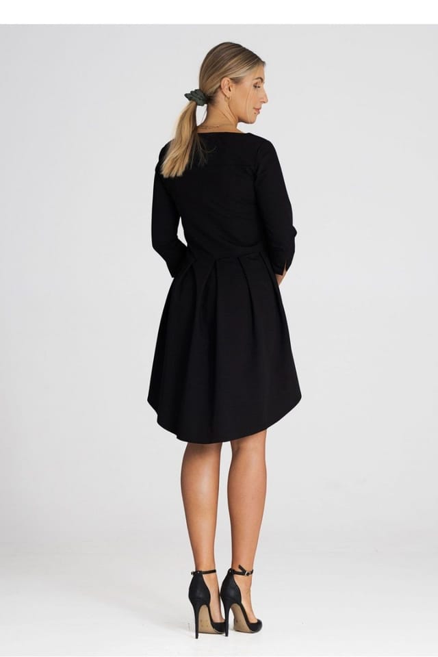 Love Lace Love Lace Women's Asymmetrical Cocktail Dress with Pleated Back in Black - 3
