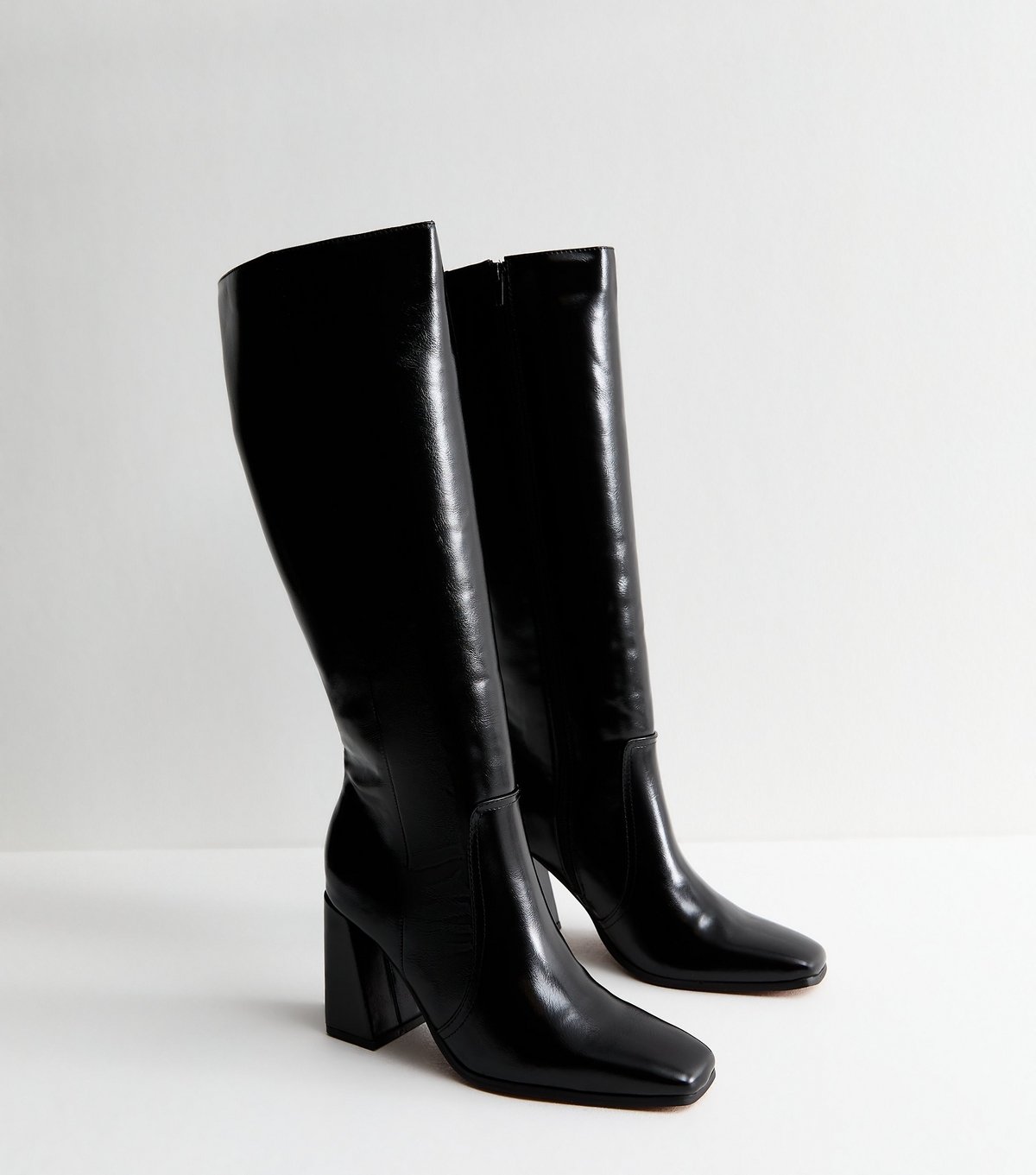 New Look Women's Slim Calf Fit Black Faux Leather Knee High Boots Vegan New Look - 3