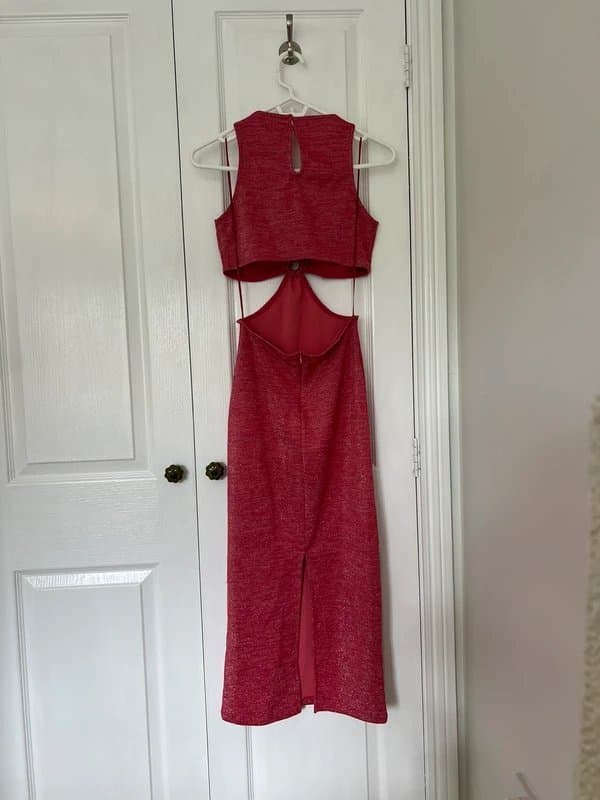 Bershka Sparkly Pink Cut Out Midi Dress