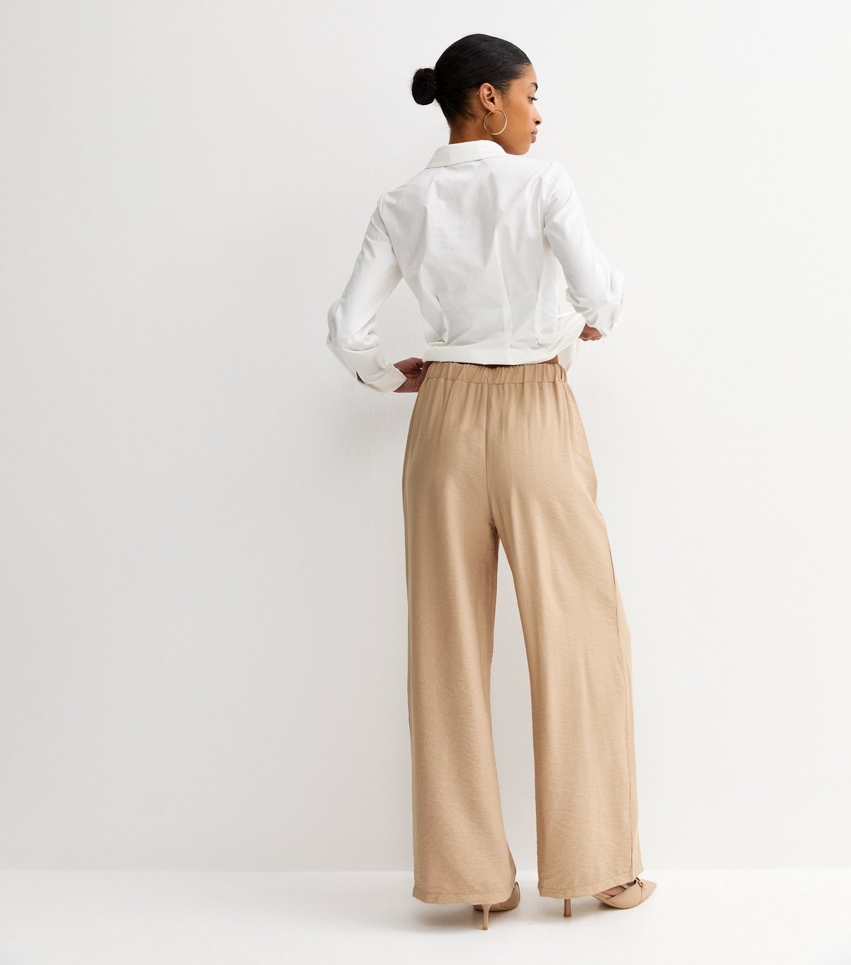 New Look Women's Stone Pull On Wide Leg Trousers New Look - 4