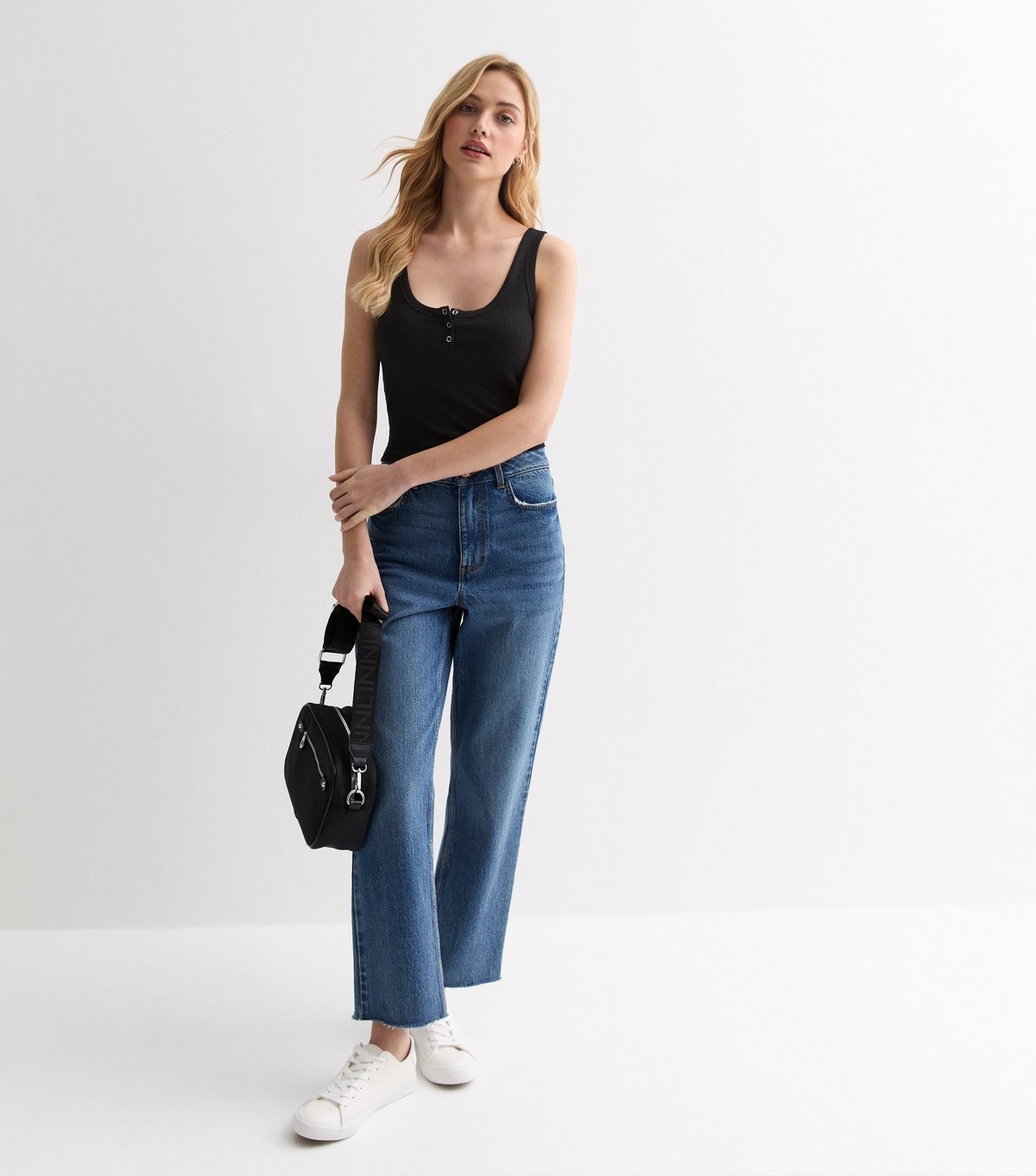 New Look Women's Black Ribbed Jersey Popper Vest New Look - 3