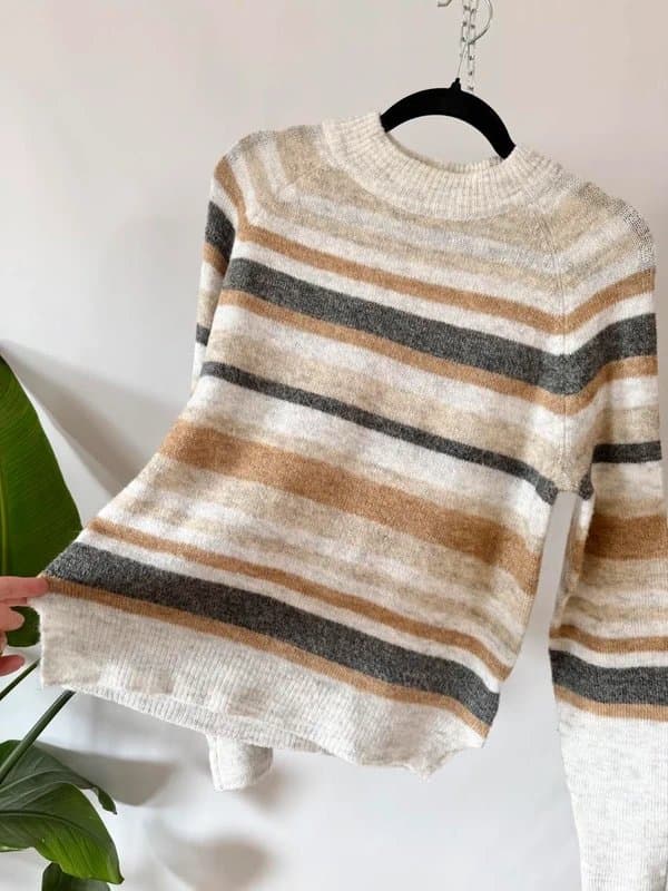 Arista Beige and grey striped mohair jumper