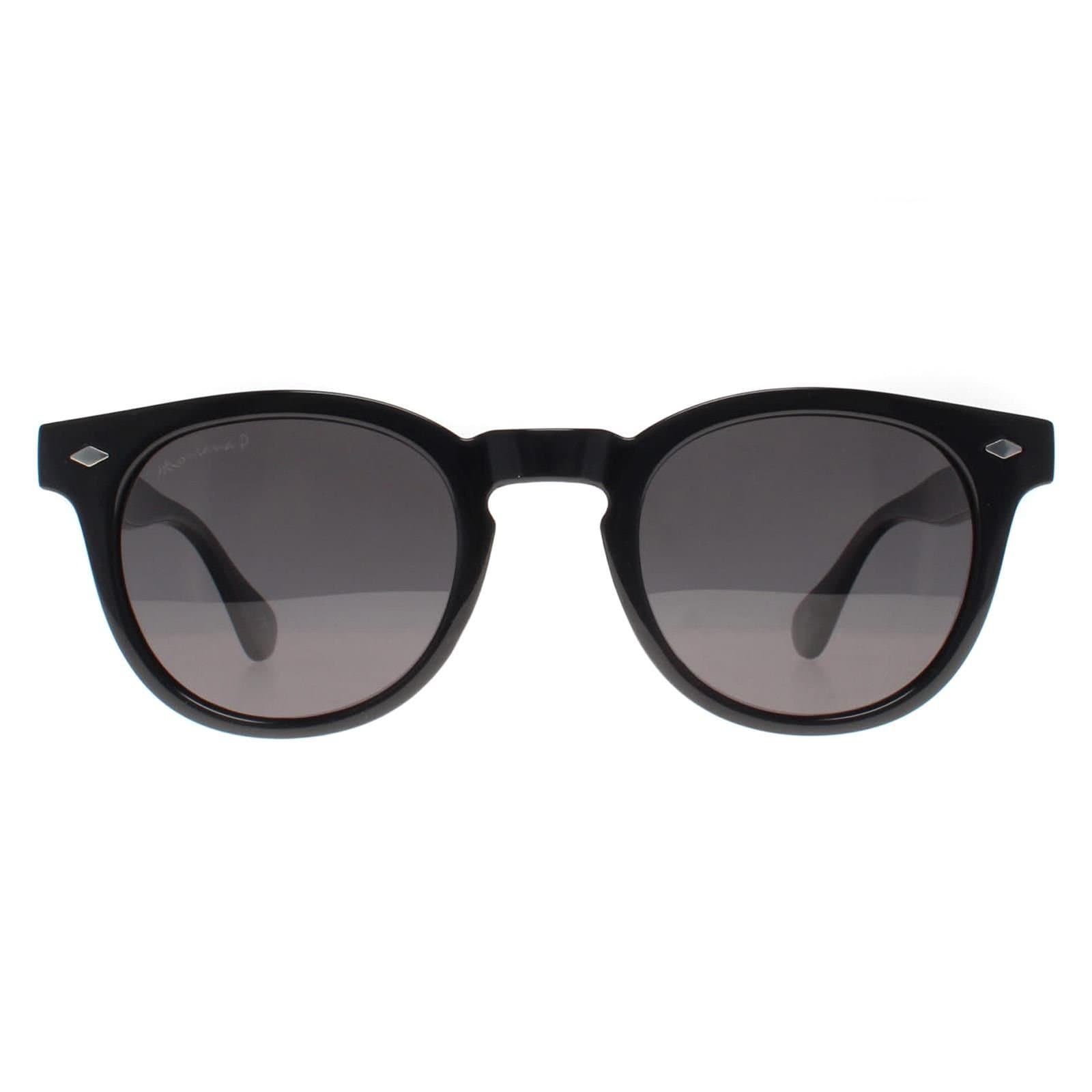 montana montana Men's Round Shiny Black Smoke Grey Polarized MP191