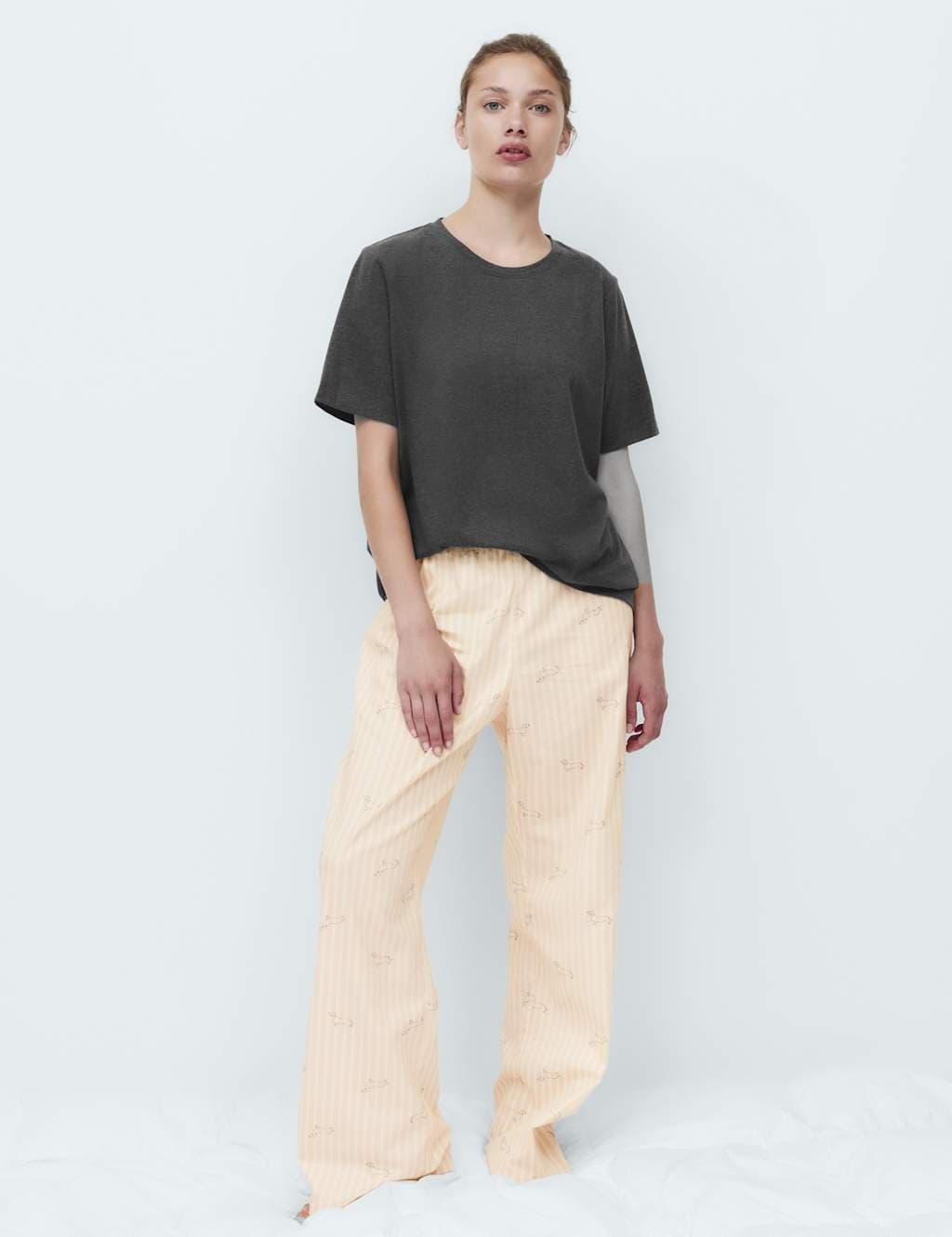 Marks & Spencer M&S Cotton Rich Printed Pyjama Set Charcoal