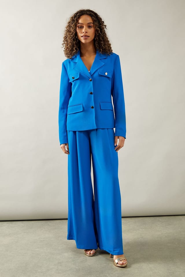 Wallis Wallis Women's Four Pocket Button Through Blazer in Cobalt - 2