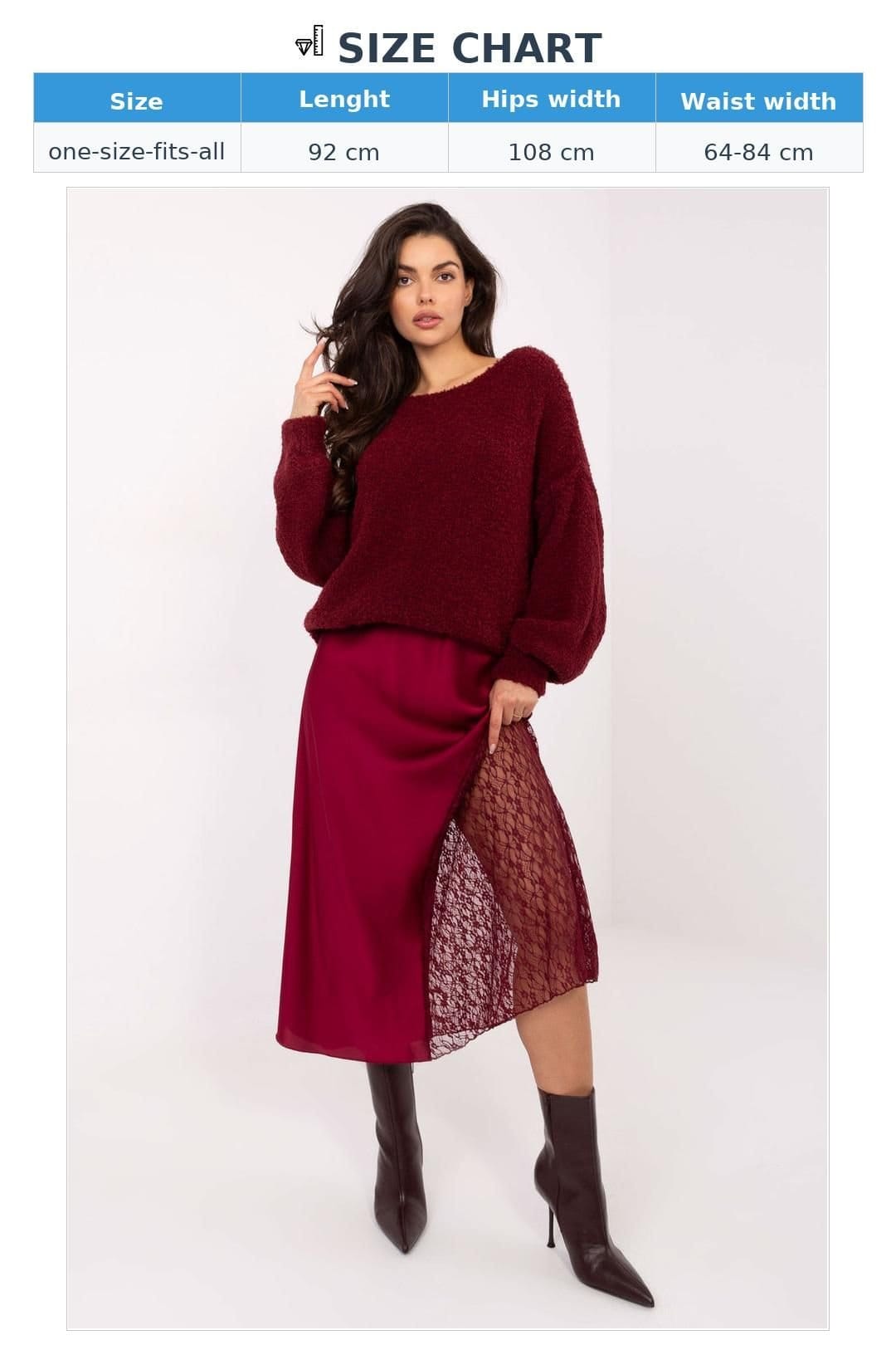 Love Lace Love Lace Women's Mermaid Midi Lace Insert Skirt with Stretch in Red - 4