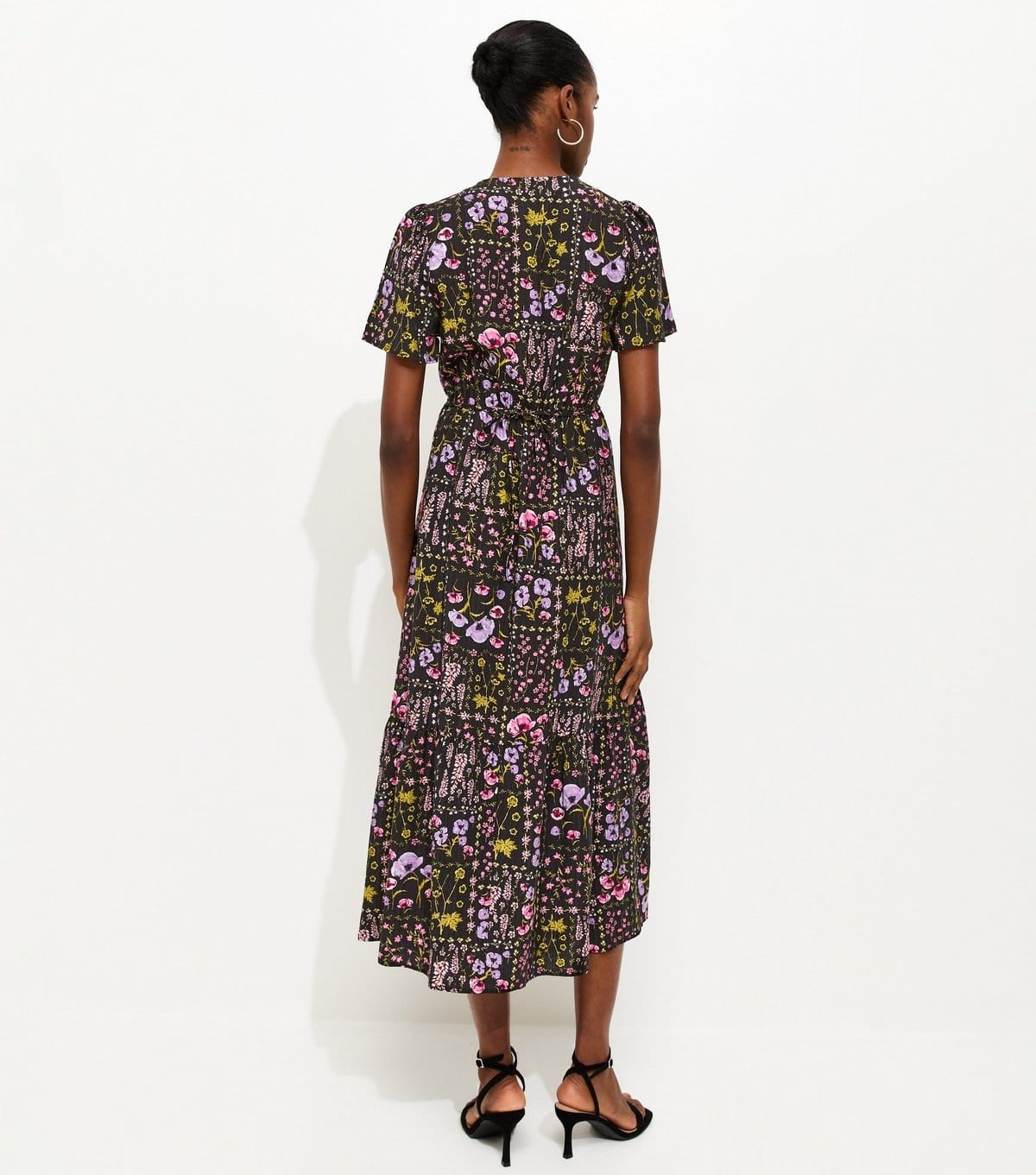 New Look Women's Black Floral Print Tiered Midi Dress New Look - 4