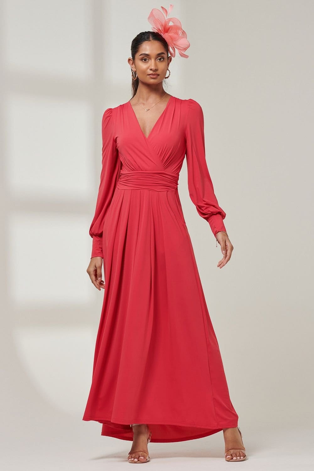 Jolie Moi Jolie Moi Women's Giulia Long Sleeve Maxi Dress in Red - 4