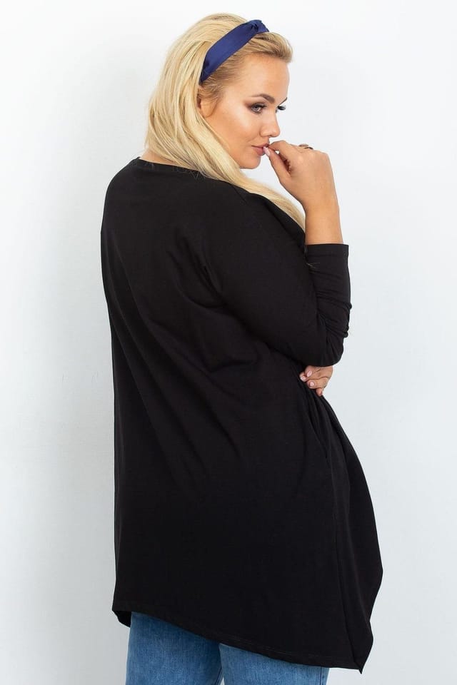 Love Lace Love Lace Women's Plus Size Cotton Elastane Long Tunic with Pockets in Black - 3