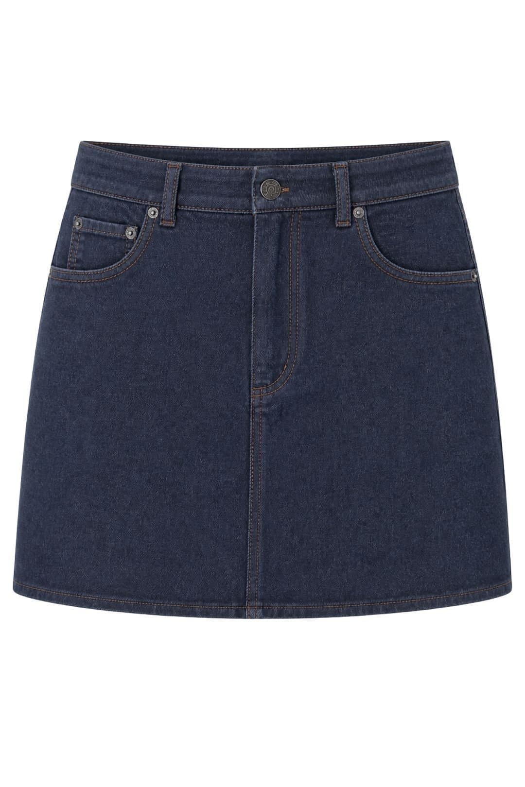 MixRay MixRay Women's High Waist A-Line Denim Mini Skirt with Button