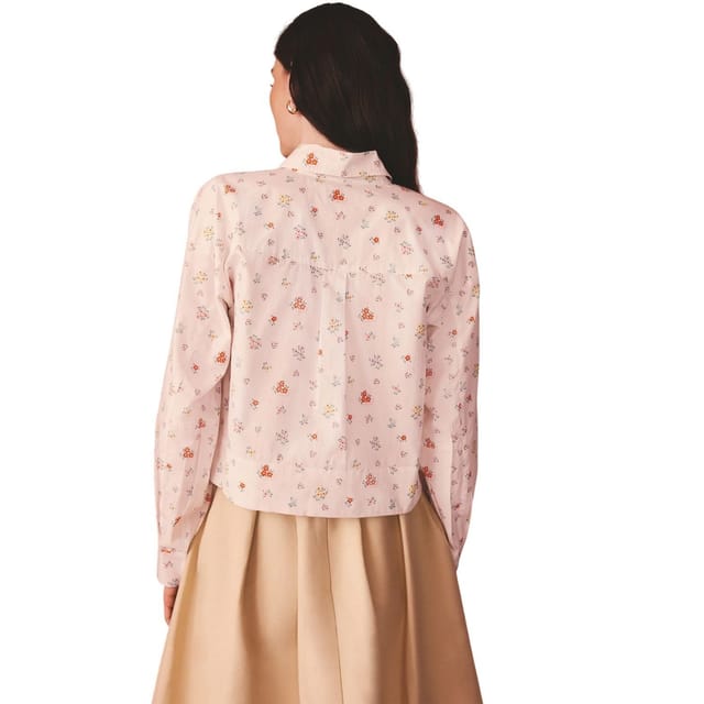 Cath Kidston Cath Kidston Women's Ditsy Floral Cotton Cropped Shirt in Cream - 2