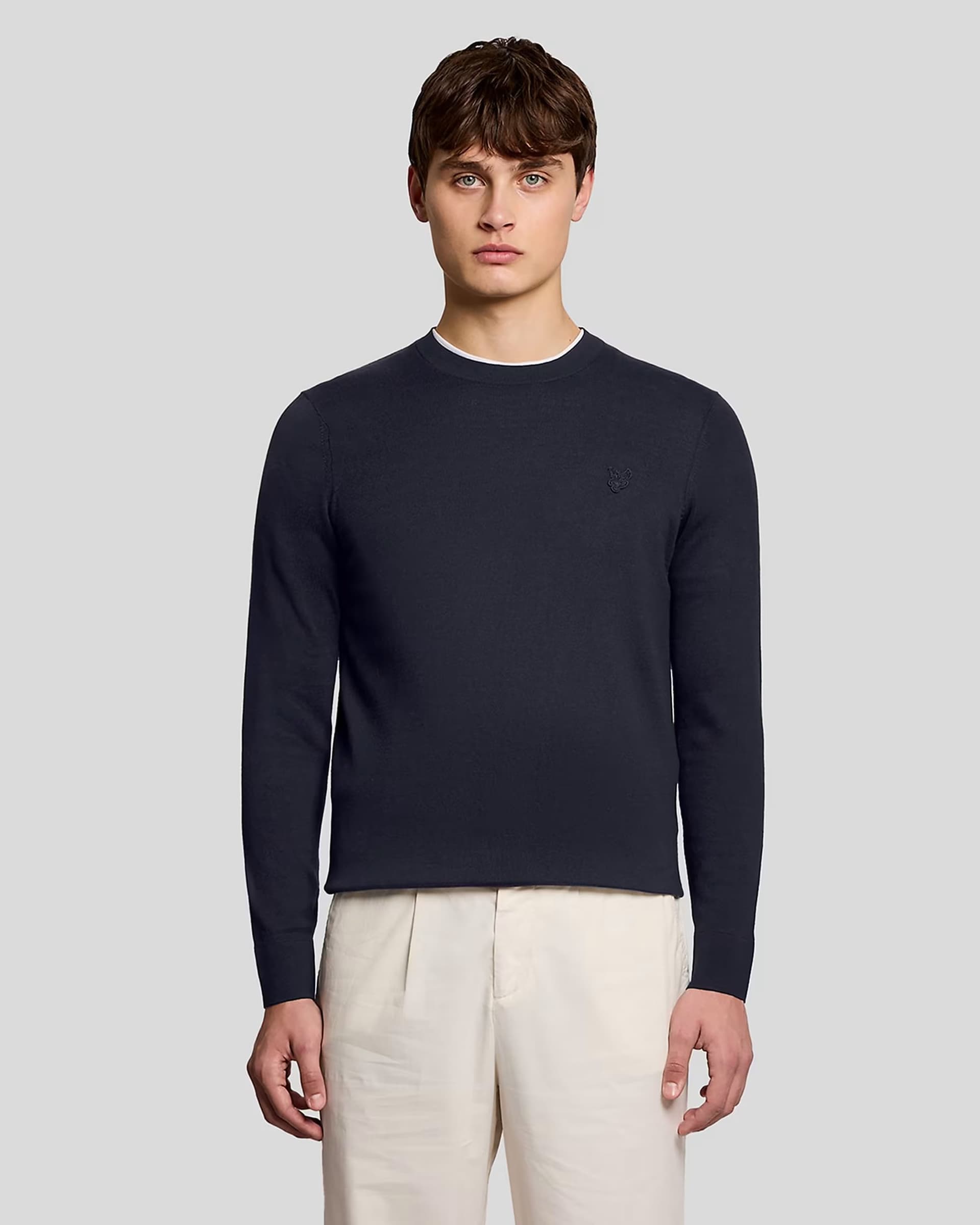 ASOS Lyle & Scott Dark Navy Superfine Crew Neck Jumper