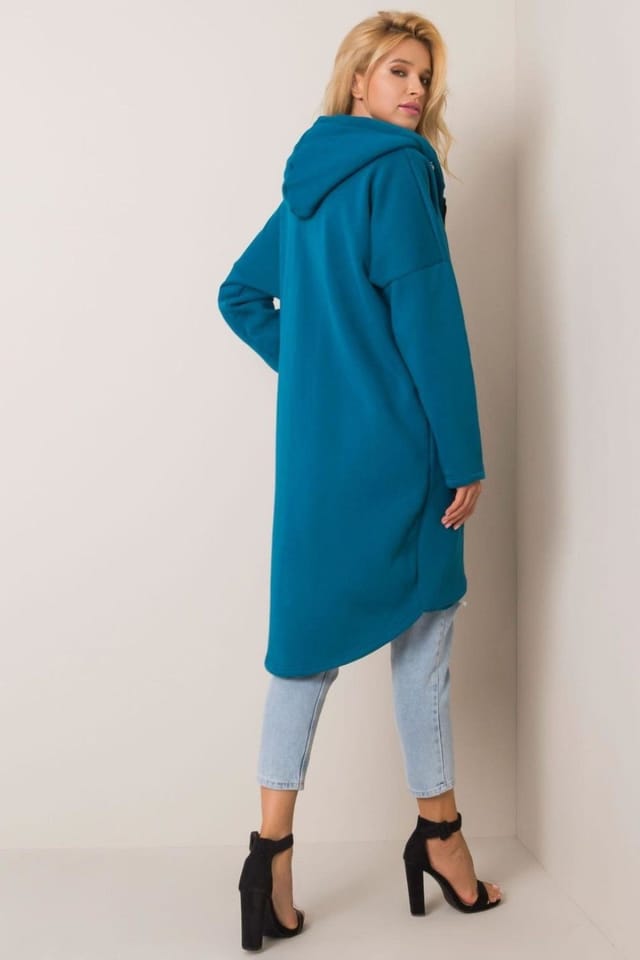 Love Lace Love Lace Women's Extended Cut Zip Hooded Sweatshirt in Teal - 3