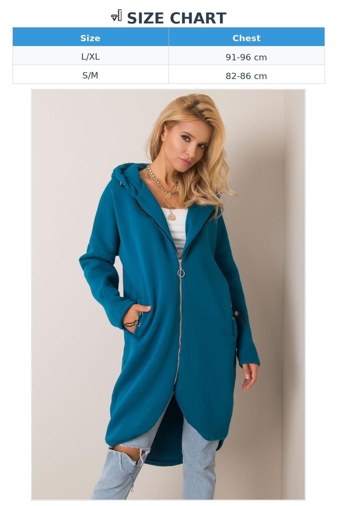 Love Lace Love Lace Women's Extended Cut Zip Hooded Sweatshirt in Teal - 4