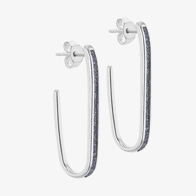 T.H.Baker T.H.Baker Women's Silver 27mm Stardust Half Hoop Earrings 8.51.3178 - 2