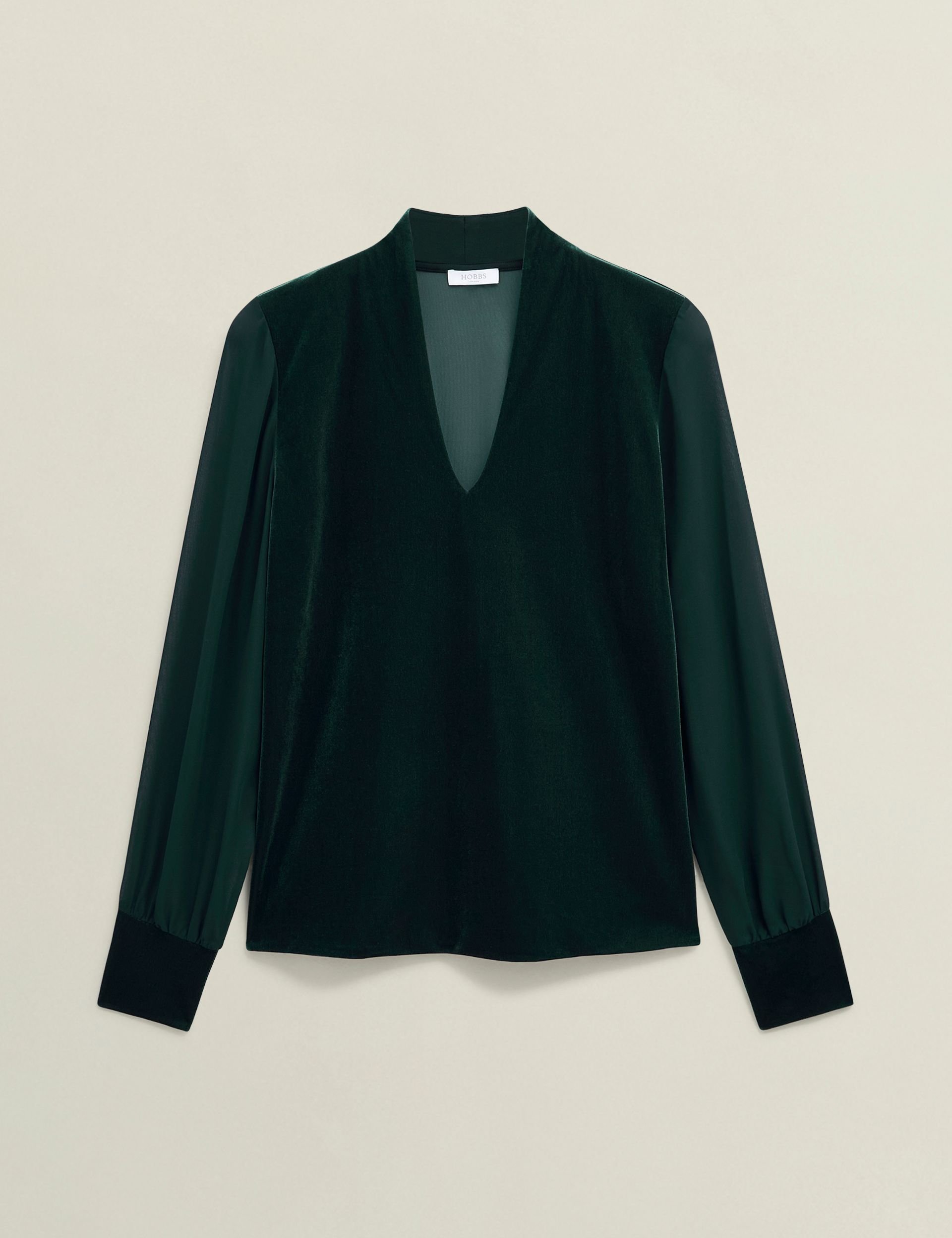 Hobbs London Hobbs London Women's Aimee Velvet Top in Bottle Green - 2