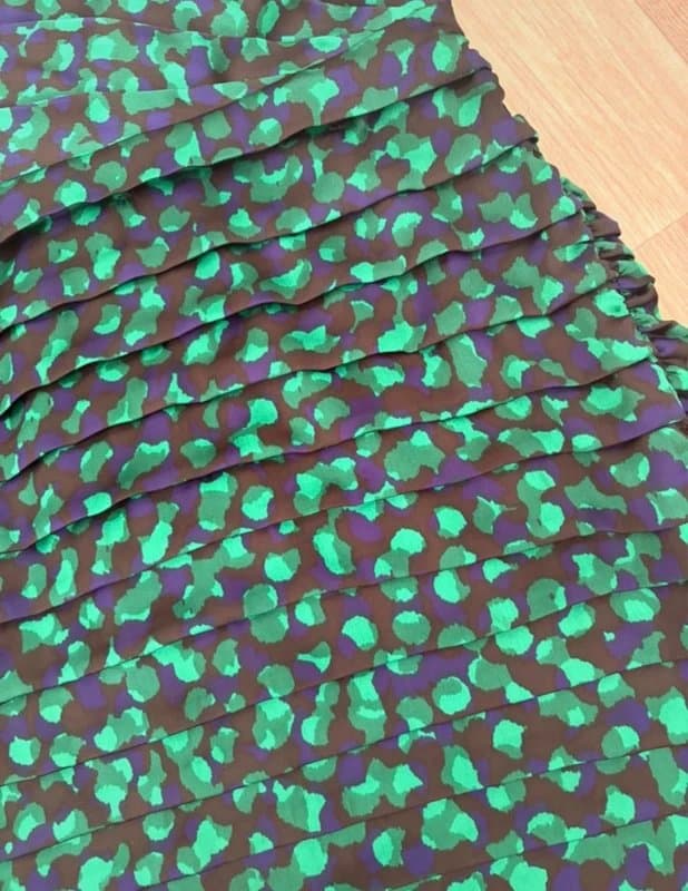 Coast Coast Ruched Pencil Dress UK 8 Green Blue Abstract Print Occasion Wiggle Midi Bodycon