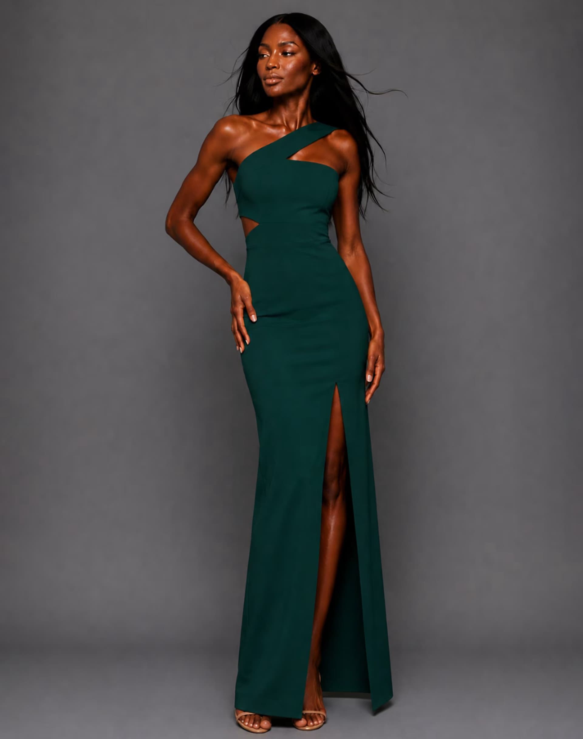 ASOS Vesper Asymmetrical maxi dress in forest green