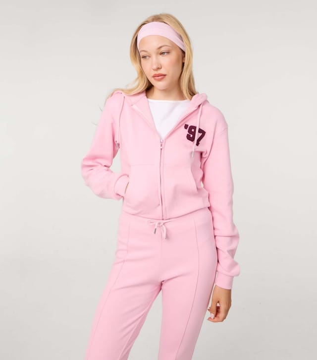 Pink Vanilla Women's Light Pink 1997 Embroidered Zip Crop Hoodie Pink Vanilla New Look - 3