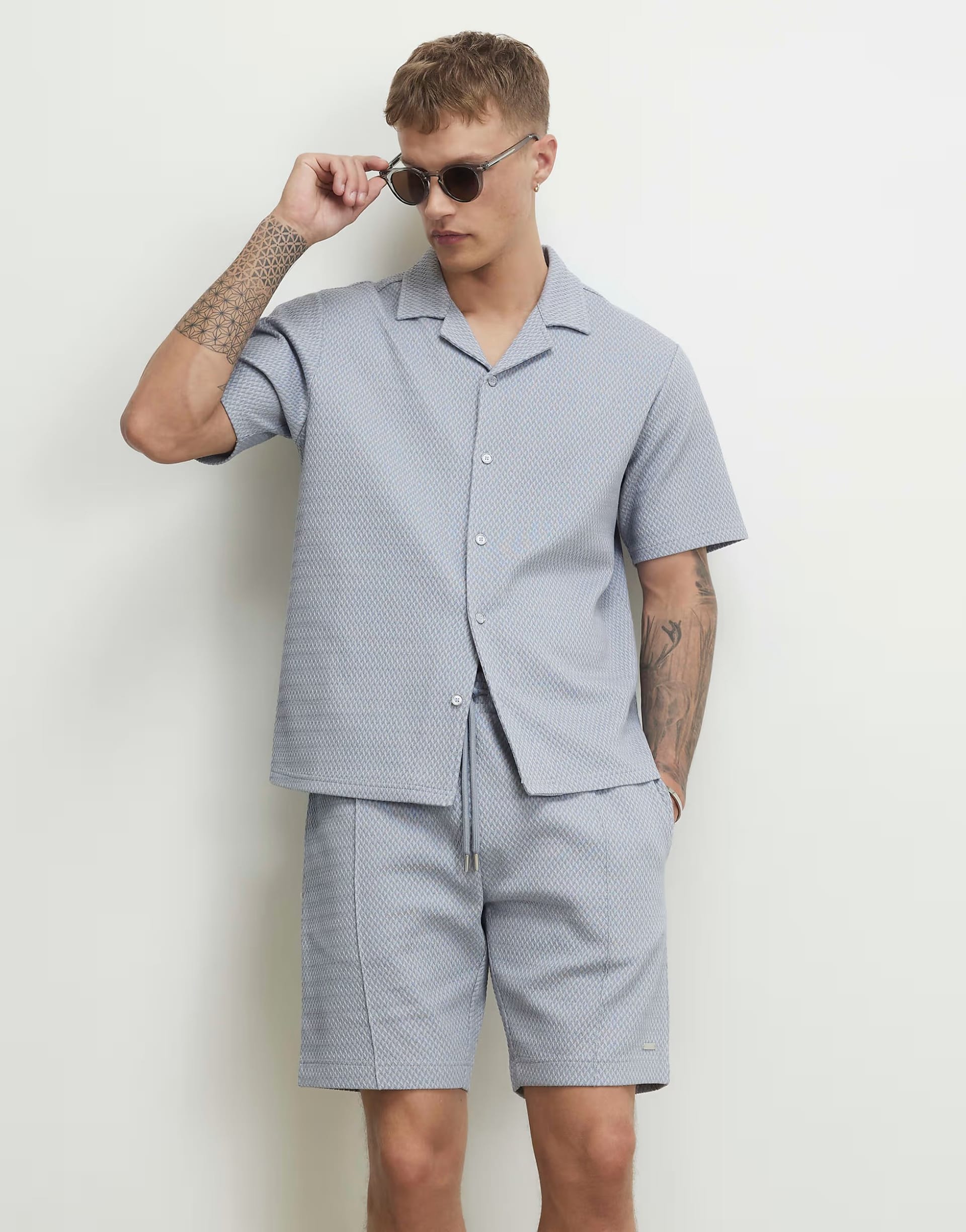 ASOS Blue Jacquard Regular Fit Shirt