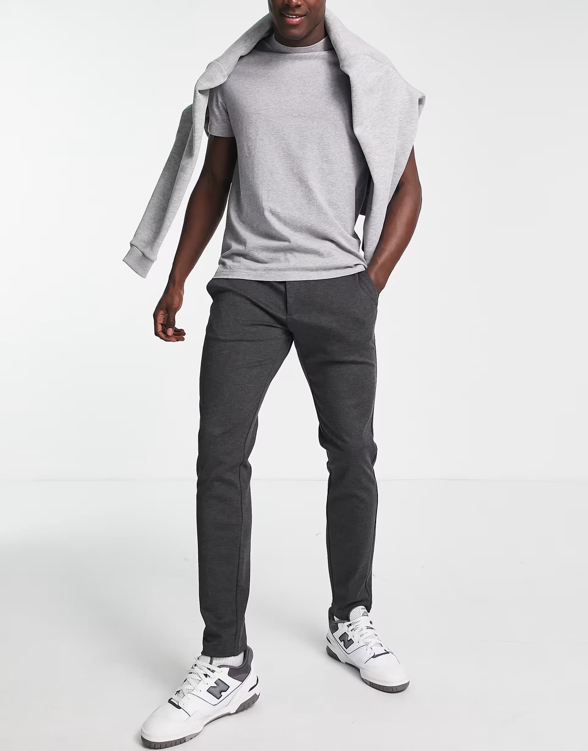 ASOS ONLY & SONS slim fit tapered trousers in dark grey