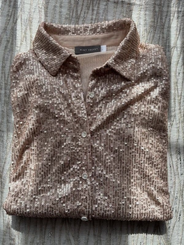 Mint Velvet Mint Velvet Champagne Sequin Blouse Shirt Top - Party Wedding Cruise - L 🌺 - 1