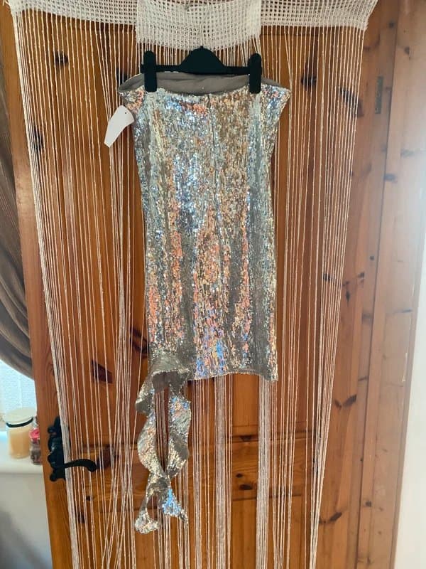 Bershka Sequin silver party dress bershka size L