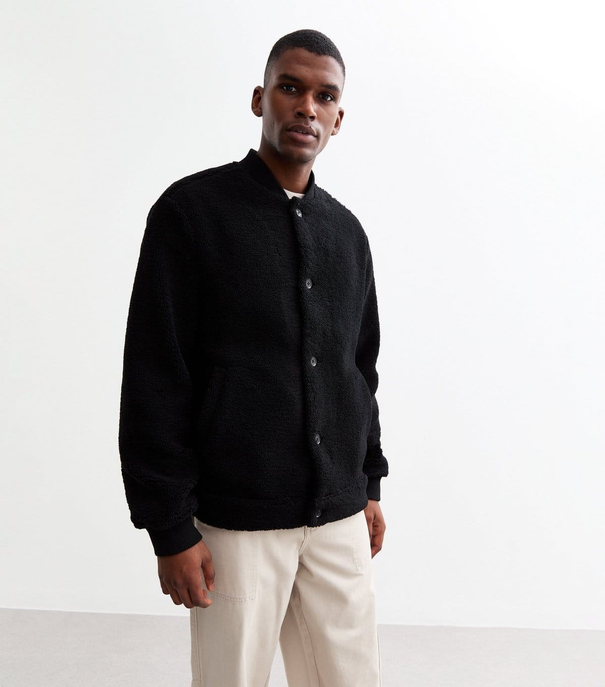 New Look Black Textured Bomber Jacket
