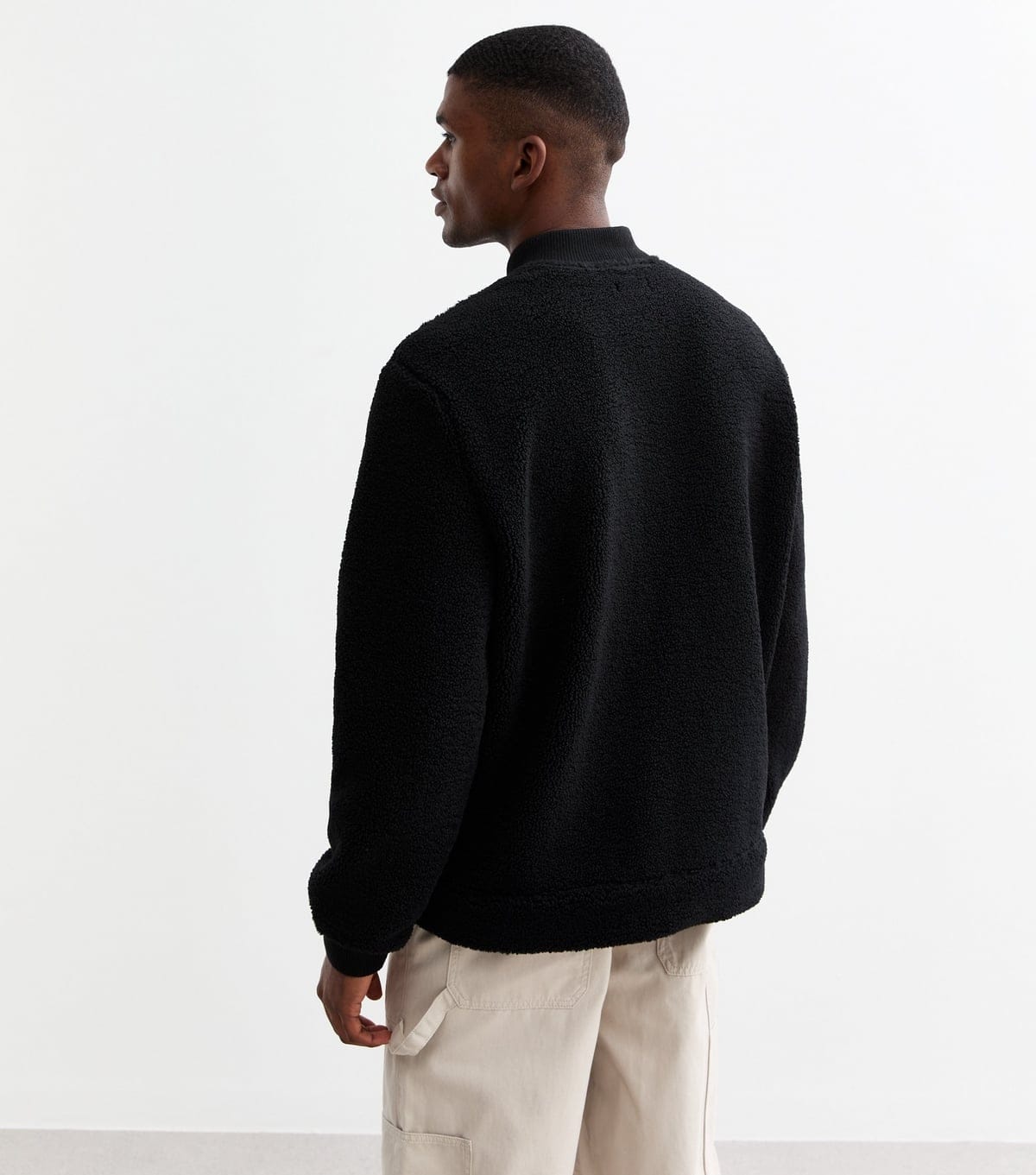 New Look Men's Black Regular Fit Textured Bomber Jacket New Look - 4