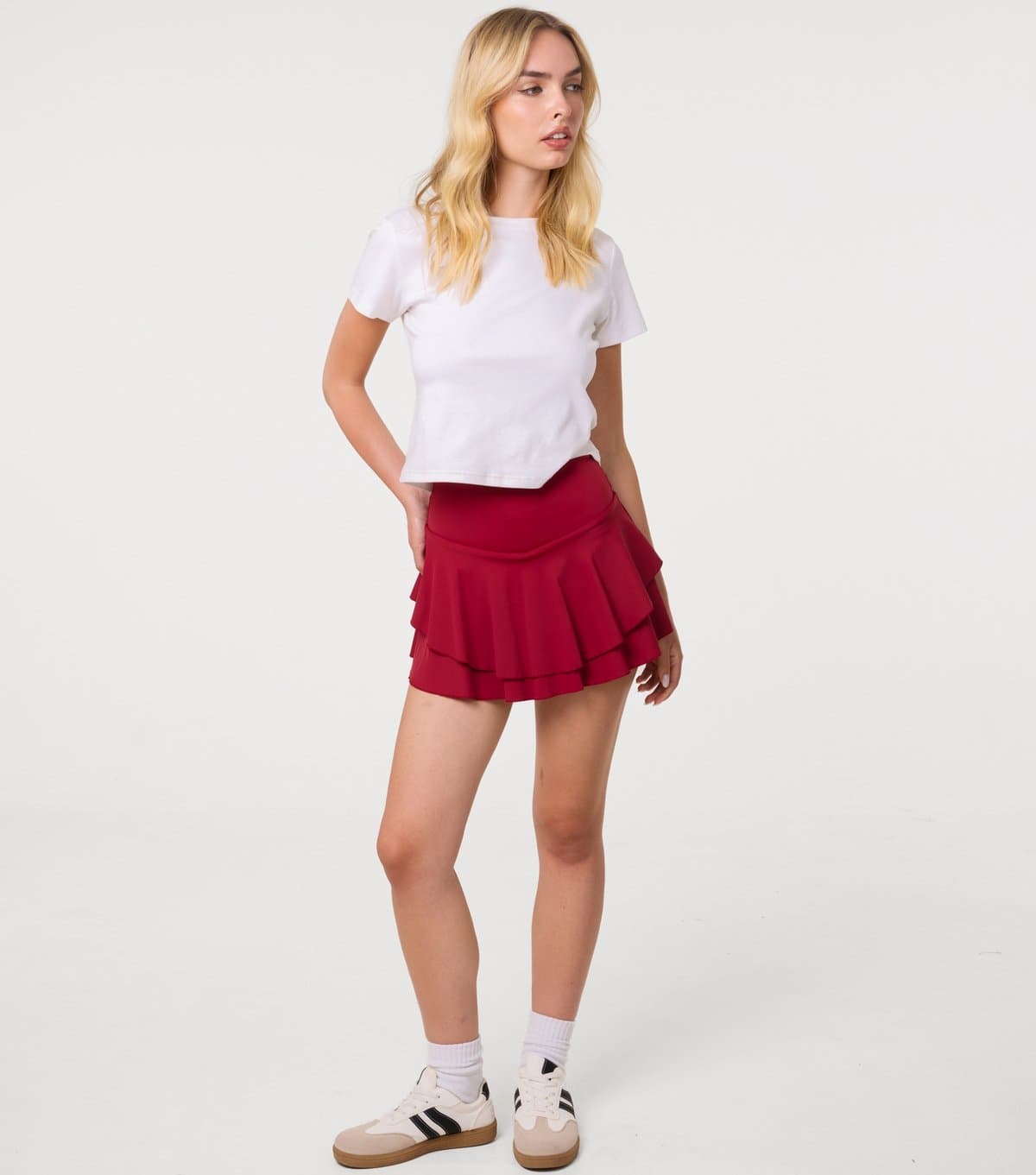 Pink Vanilla Women's Dark Burgundy Jersey Ra Ra Mini Skirt Pink Vanilla New Look