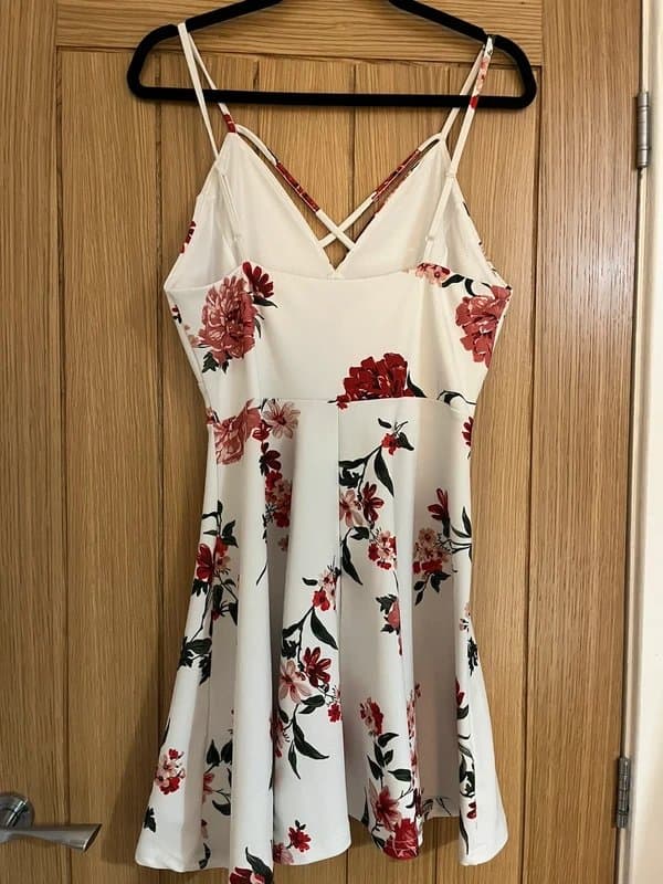 New Look New look white and red floral dress, strapy top.