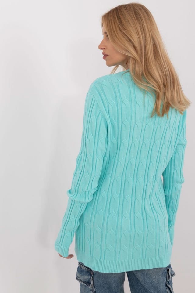 Love Lace Love Lace Women's Textured Viscose Nylon PBT Casual Sweater Style 199529 in Aqua - 3