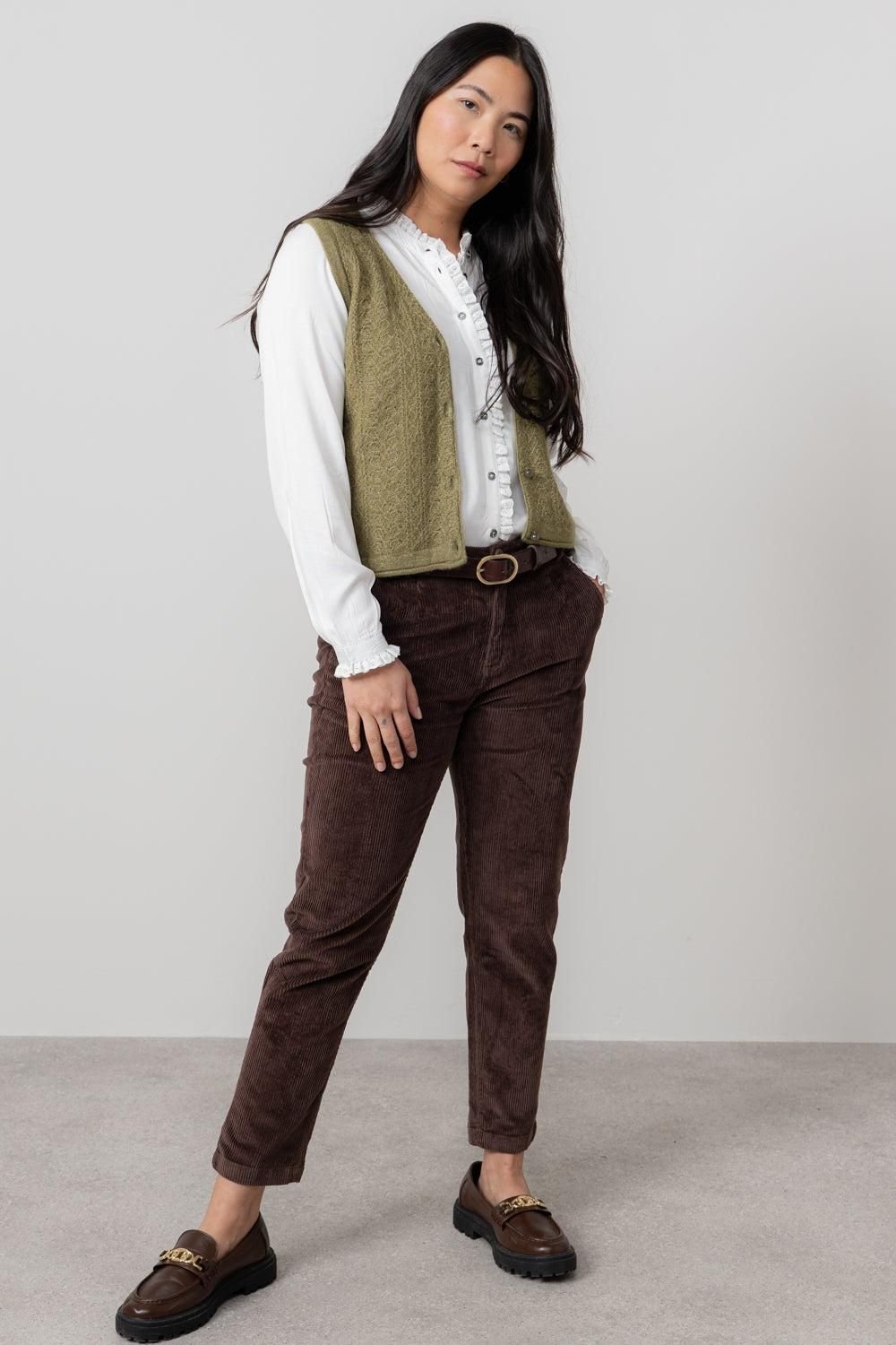 Lily & Me Lily & Me Women's Marly Sleeveless Pointelle Knit V-Neck Cardigan in Green - 3