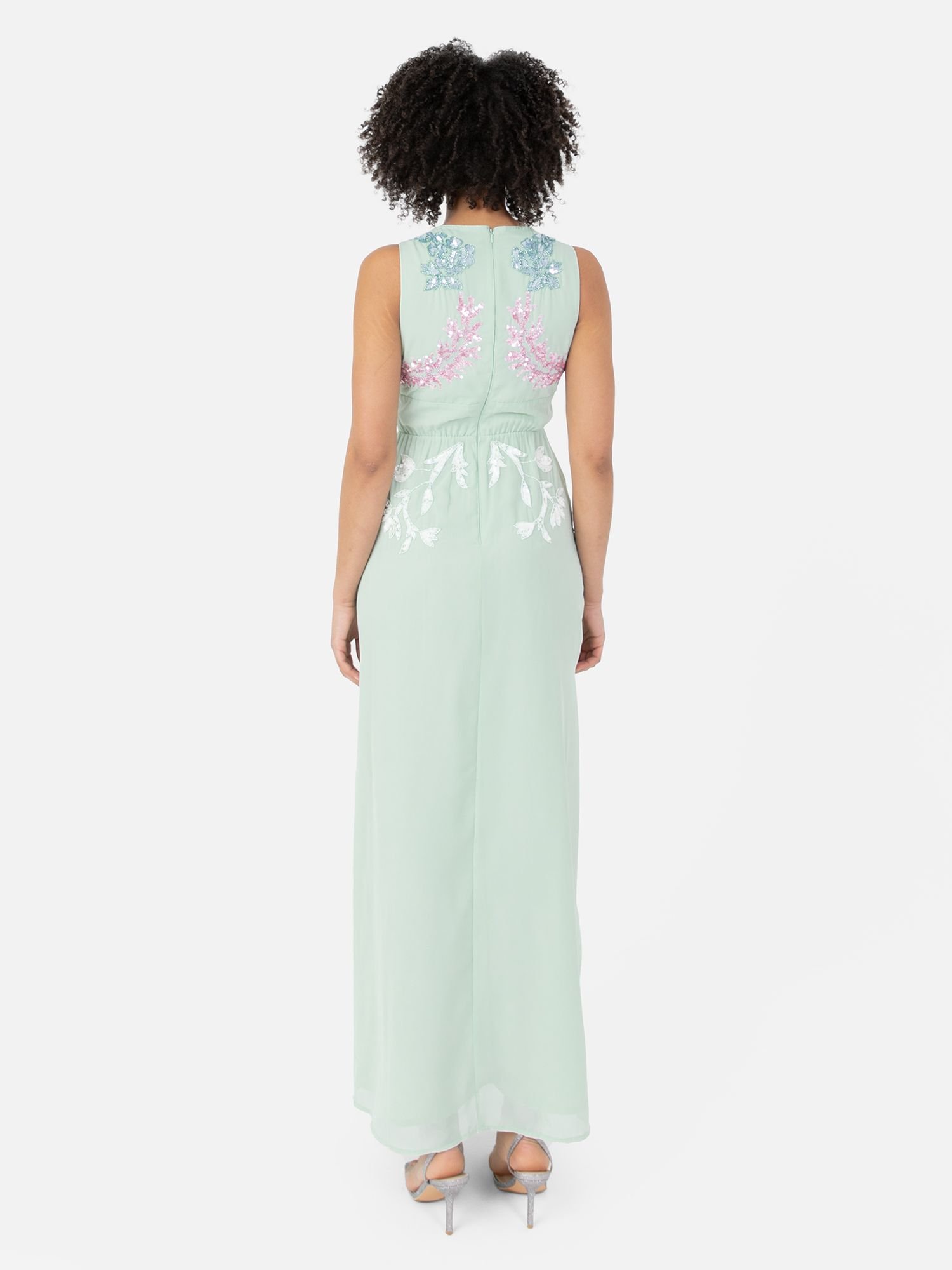 Maya Deluxe Maya Deluxe Women's Embellished Sleeveless Maxi Dress in Mint - 3