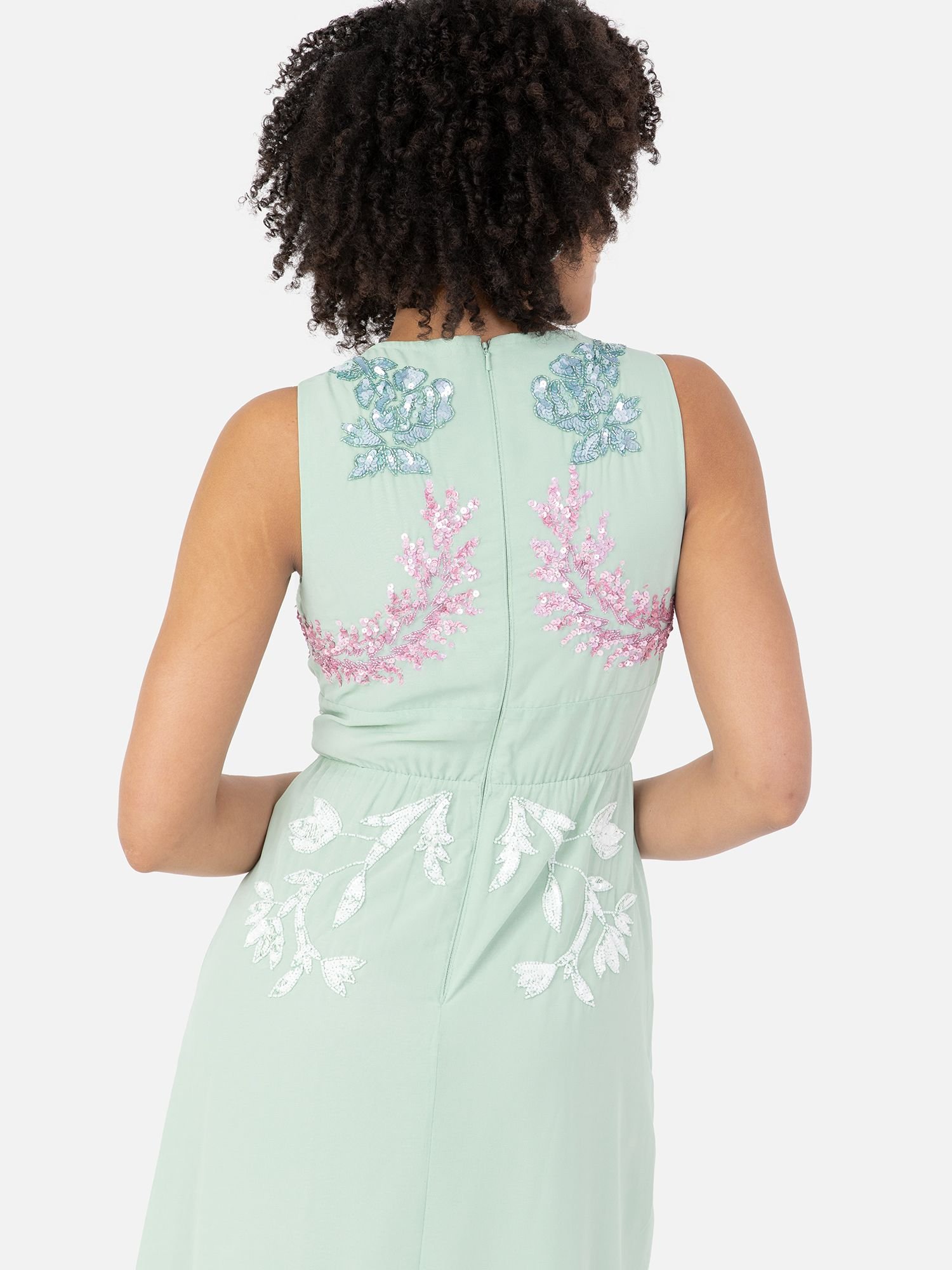 Maya Deluxe Maya Deluxe Women's Embellished Sleeveless Maxi Dress in Mint - 4