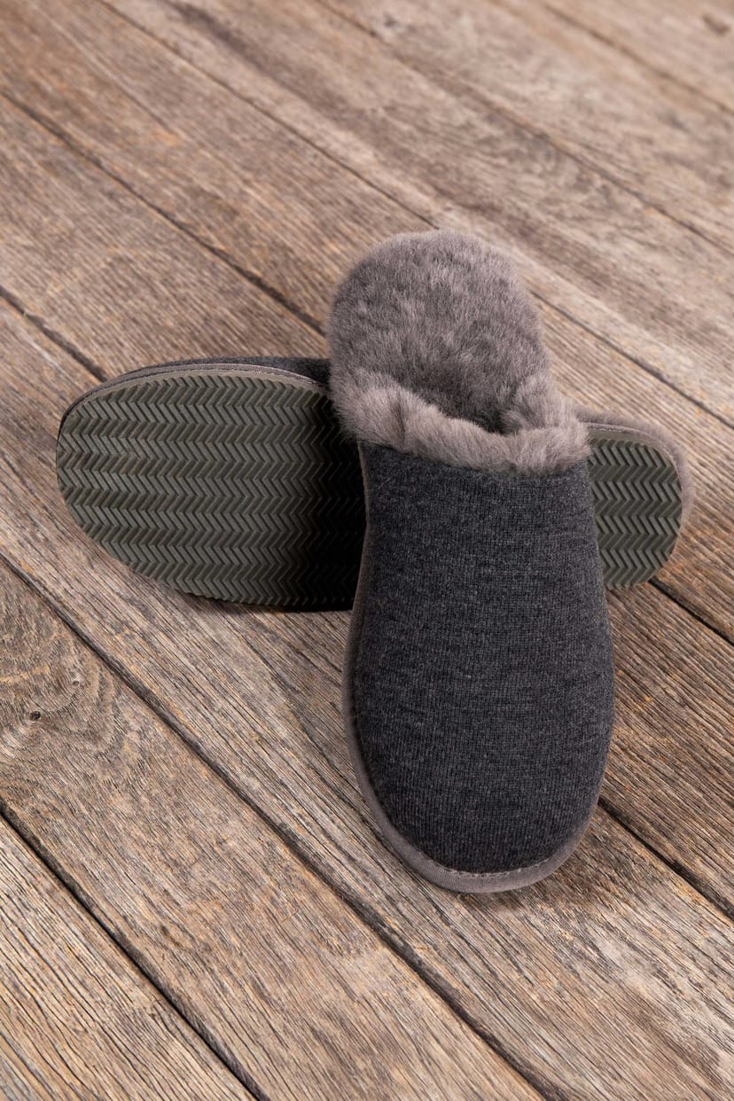WoolOvers WoolOvers Men's Mens Textile Mule in Grey - 1