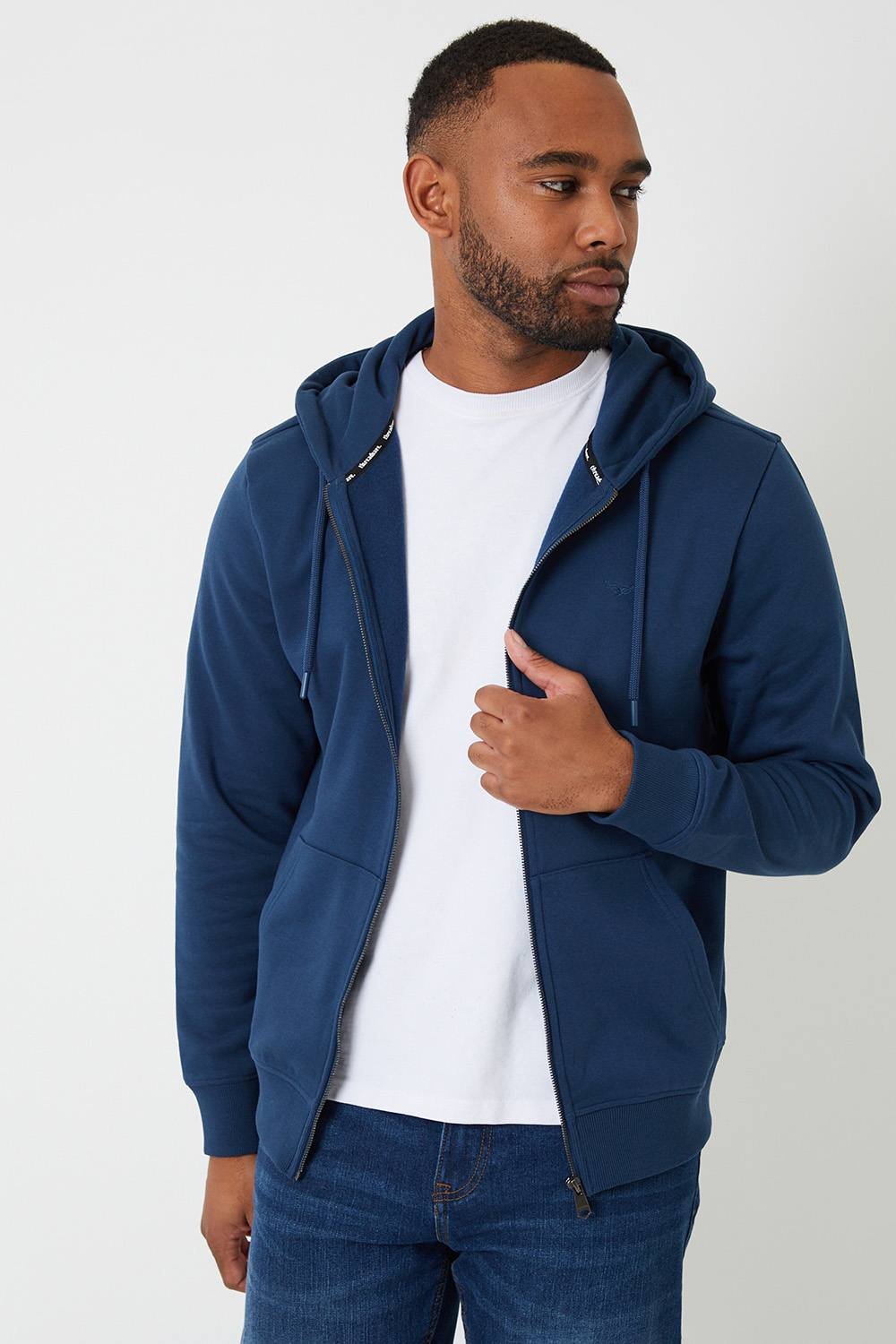 Threadbare Threadbare Men's Cotton Blend Zip Through Hoodie in Dark Blue - 2