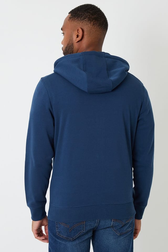 Threadbare Threadbare Men's Cotton Blend Zip Through Hoodie in Dark Blue - 2