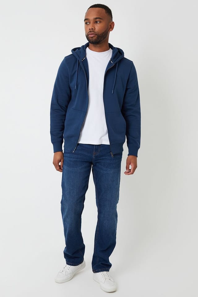 Threadbare Threadbare Men's Cotton Blend Zip Through Hoodie in Dark Blue - 3