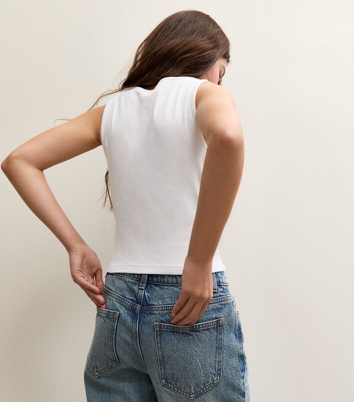 New Look Girls' White Stretch Cotton Tank Top New Look - 4