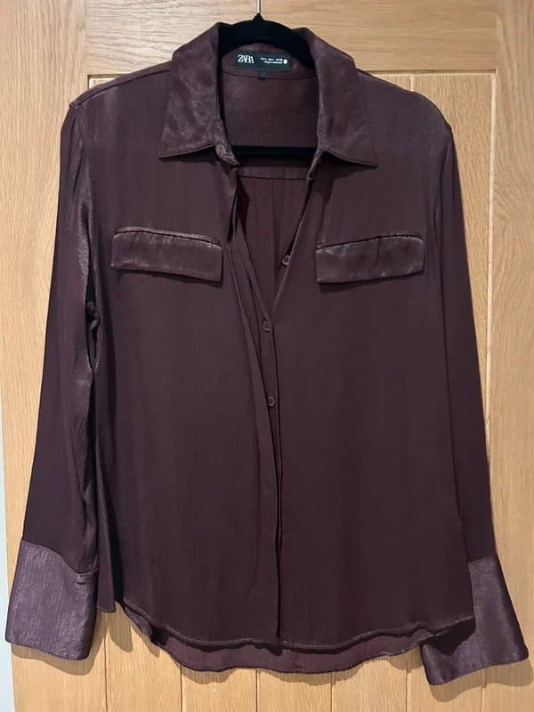 Zara Zara burgundy satin shirt
