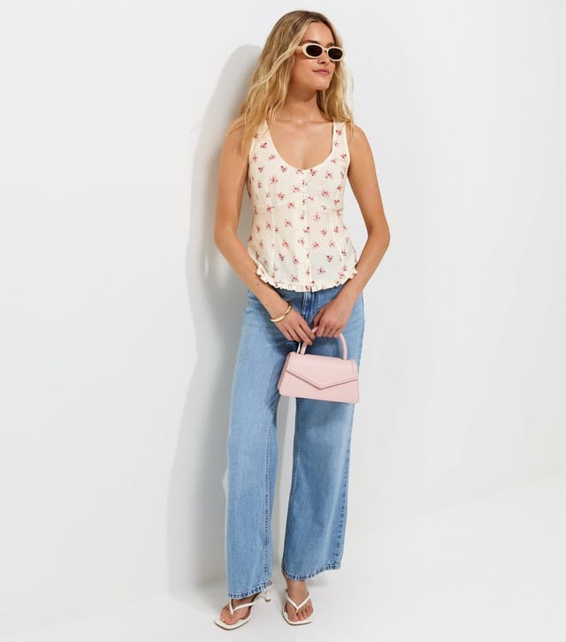 New Look Women's Cream Floral Button Tea Blouse New Look - 3