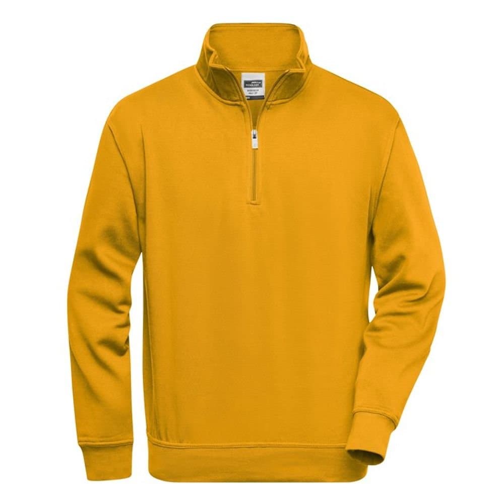 James and Nicholson James and Nicholson Men's Workwear Quarter Zip Sweatshirt in Mustard