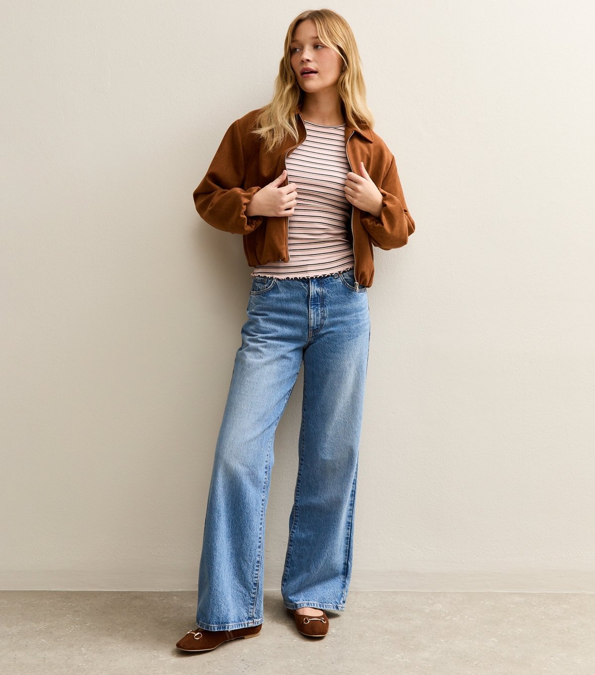 New Look Women's Light Pink Striped Frilly Hem Baby Tee New Look - 3