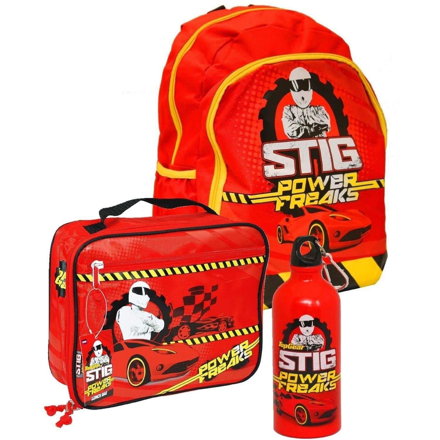 BBC International BBC International Men's The Stig Power Freaks Backpack, Lunch Bag & Bottle in Red